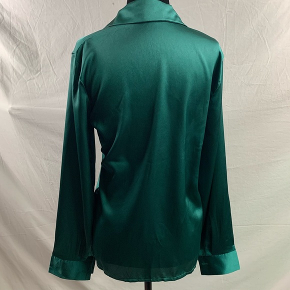 Emerald Satin Sequins Pocket Shirt - Picture 9 of 9